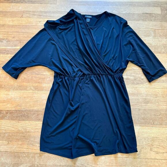 Lane Bryant black drape front drop sleeve a-line mini dress size 14/16
 b30 - Picture 1 of 4